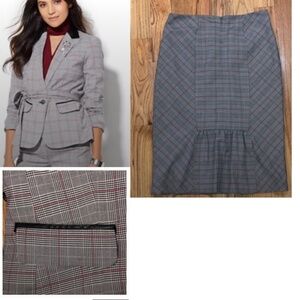 New York & Company 2 piece suit work pinstripe Jacket Blazer & midi skirt 4 & 10